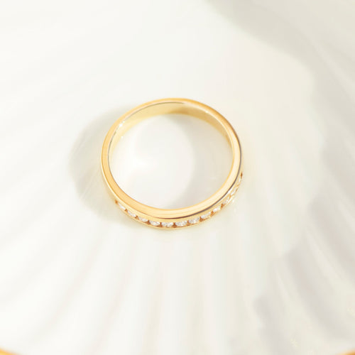 60 Bague demi-mémoire vintage en or jaune 585 et diamants 58 Facettes HJ062644