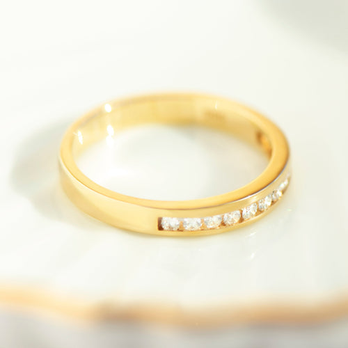 60 Bague demi-mémoire vintage en or jaune 585 et diamants 58 Facettes HJ062644
