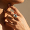 54 Bague cocktail vintage en or jaune 585 et aigue-marine 58 Facettes HJ062647