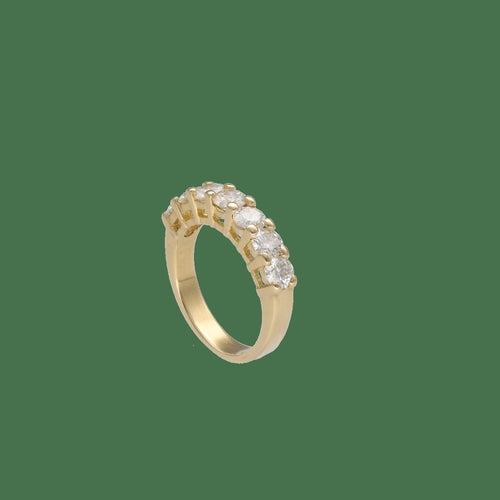 54 Demi-alliance - Bague en or jaune 18k et diamants 58 Facettes FB11870