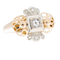 Art déco - Bague en or jaune et blanc 18 carats avec diamants