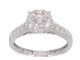 Bague halo en or blanc et diamants taille brillant 1,00 ct