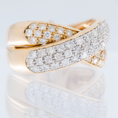 60 Bague en or jaune et blanc 18 carats avec diamants 58 Facettes A1563