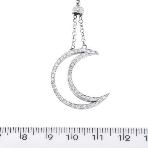 Collier Collier - Pendentif lune en or blanc 18 ct et diamants 58 Facettes 13249