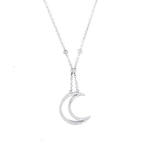 Collier Collier - Pendentif lune en or blanc 18 ct et diamants 58 Facettes 13249