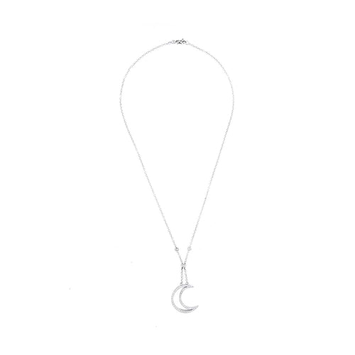 Collier Collier - Pendentif lune en or blanc 18 ct et diamants 58 Facettes 13249