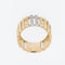 56 Bague jonc vintage française en or jaune et blanc et diamants 58 Facettes A1602