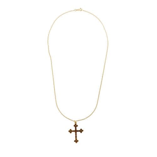 Collier Collier croix - Pendentif en or jaune 18 ct et grenats 58 Facettes 14894