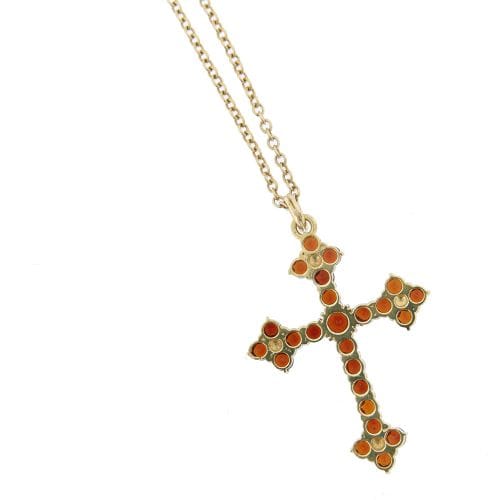 Collier Collier croix - Pendentif en or jaune 18 ct et grenats 58 Facettes 14894