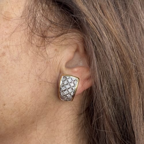 Boucles d'oreilles Boucles d’oreilles puces - Diamants taille brillant en or blanc et or jaune 18 kt 58 Facettes 22616