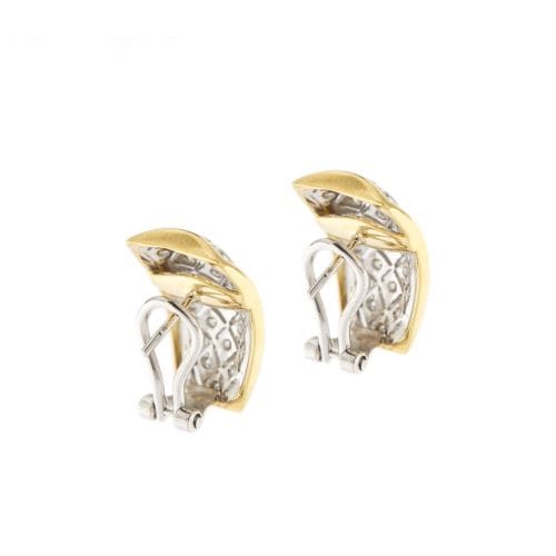 Boucles d'oreilles Boucles d’oreilles puces - Diamants taille brillant en or blanc et or jaune 18 kt 58 Facettes 22616