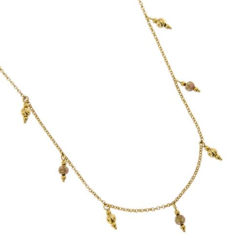 Collier Collier - chaîne maille rolò en or jaune 18 ct avec pampilles 58 Facettes 22973