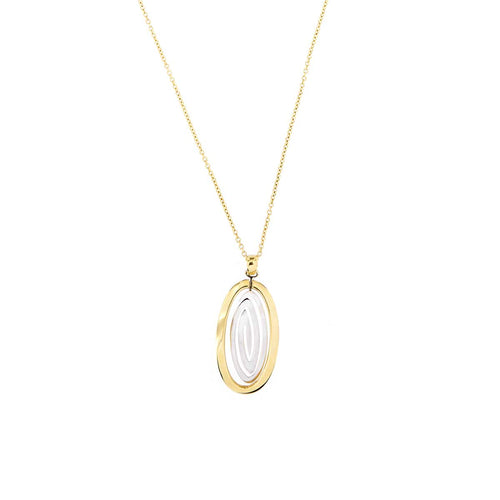 Collier Collier - Chaîne maille rolo en or 18 ct avec pendentif ovale bicolore 58 Facettes 23921