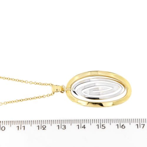 Collier Collier - Chaîne maille rolo en or 18 ct avec pendentif ovale bicolore 58 Facettes 23921