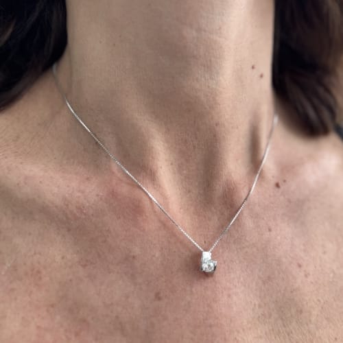 Collier Collier point de lumière - Diamant 0,45 ct en or blanc 18 ct 58 Facettes 11146