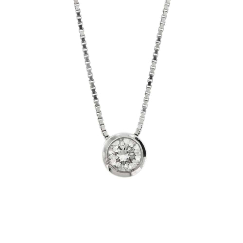 Collier Collier point lumineux avec diamant 0,50 ct en or blanc 18 ct 58 Facettes 22378