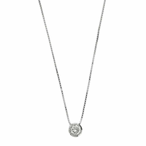 Collier Collier point lumineux avec diamant 0,50 ct en or blanc 18 ct 58 Facettes 22378