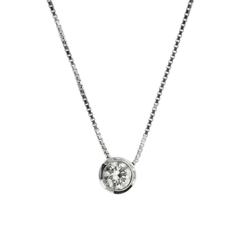 Collier Collier point lumineux avec diamant 0,50 ct en or blanc 18 ct 58 Facettes 22378