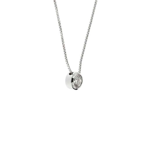 Collier Collier point lumineux avec diamant 0,50 ct en or blanc 18 ct 58 Facettes 22378