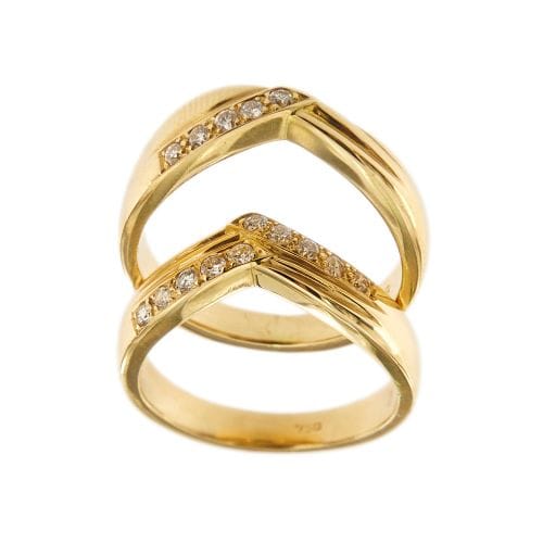 Bague 54 Bague double en V en or jaune 18 ct et diamants 58 Facettes 32483