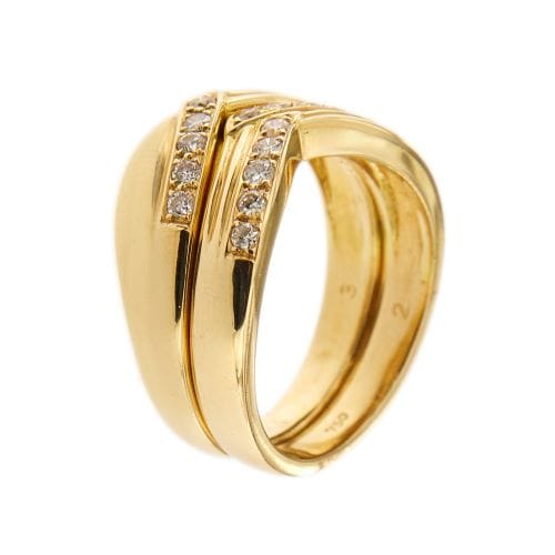 Bague 54 Bague double en V en or jaune 18 ct et diamants 58 Facettes 32483