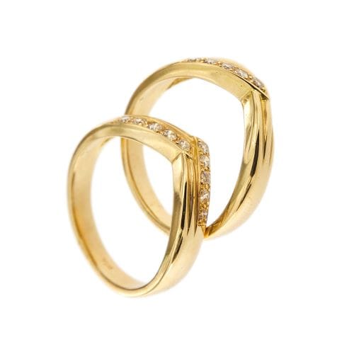 Bague 54 Bague double en V en or jaune 18 ct et diamants 58 Facettes 32483
