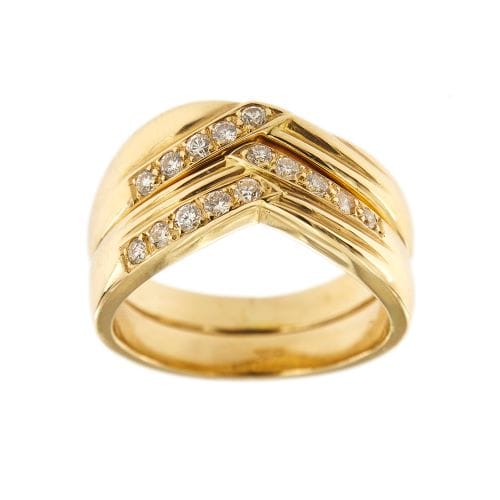 Bague 54 Bague double en V en or jaune 18 ct et diamants 58 Facettes 32483