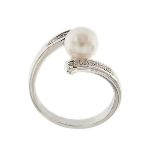 Bague Nimei - Bague contrariée en or jaune 18 kt avec perle et diamants 58 Facettes 27203