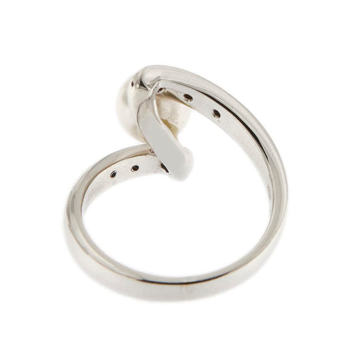 Bague Nimei - Bague contrariée en or jaune 18 kt avec perle et diamants 58 Facettes 27203