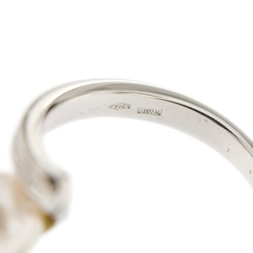 Bague Nimei - Bague contrariée en or jaune 18 kt avec perle et diamants 58 Facettes 27203