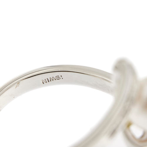 Bague Nimei - Bague contrariée en or jaune 18 kt avec perle et diamants 58 Facettes 27203