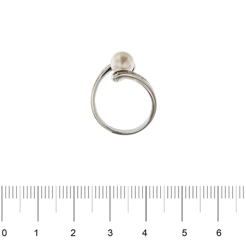 Bague Nimei - Bague contrariée en or jaune 18 kt avec perle et diamants 58 Facettes 27203