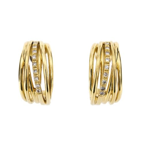 Boucles d'oreilles Boucles d’oreilles créoles ouvertes en or jaune 18 ct et diamants 58 Facettes 27191