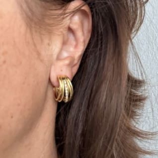 Boucles d'oreilles Boucles d’oreilles créoles ouvertes en or jaune 18 ct et diamants 58 Facettes 27191