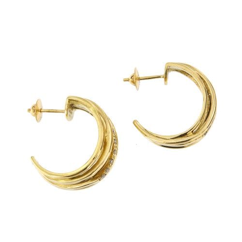 Boucles d'oreilles Boucles d’oreilles créoles ouvertes en or jaune 18 ct et diamants 58 Facettes 27191