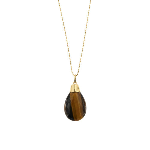 Collier Collier - pendentif œil de tigre en or jaune 18 carats 58 Facettes 35055