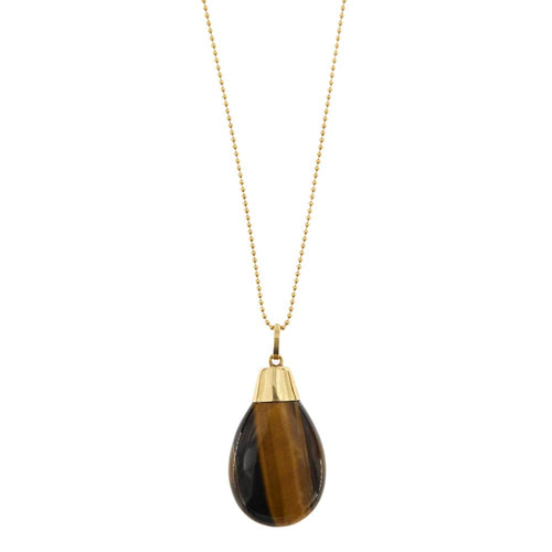 Collier Collier - pendentif œil de tigre en or jaune 18 carats 58 Facettes 35055