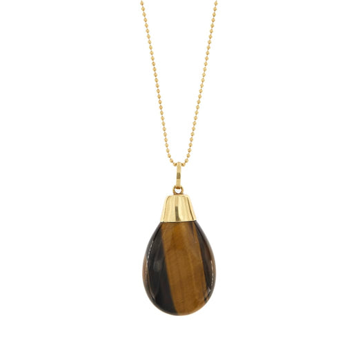 Collier Collier - pendentif œil de tigre en or jaune 18 carats 58 Facettes 35055