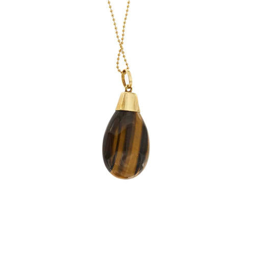 Collier Collier - pendentif œil de tigre en or jaune 18 carats 58 Facettes 35055