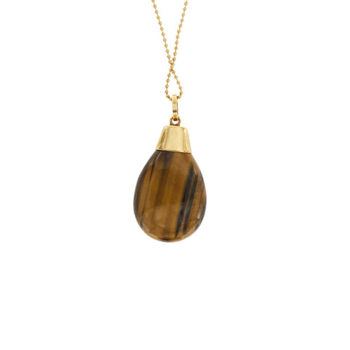 Collier Collier - pendentif œil de tigre en or jaune 18 carats 58 Facettes 35055
