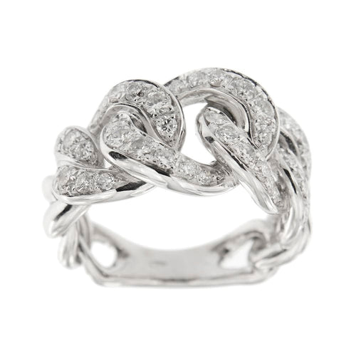 Bague Bague maille gourmette en or blanc 18 ct et diamants 58 Facettes 35796