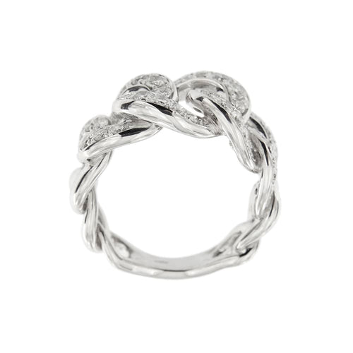 Bague Bague maille gourmette en or blanc 18 ct et diamants 58 Facettes 35796
