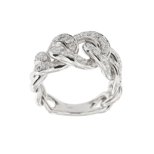 Bague Bague maille gourmette en or blanc 18 ct et diamants 58 Facettes 35796