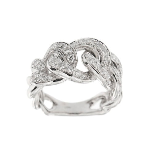 Bague Bague maille gourmette en or blanc 18 ct et diamants 58 Facettes 35796