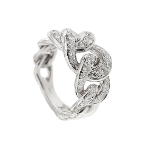 Bague Bague maille gourmette en or blanc 18 ct et diamants 58 Facettes 35796