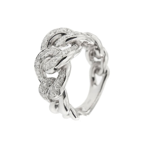 Bague Bague maille gourmette en or blanc 18 ct et diamants 58 Facettes 35796