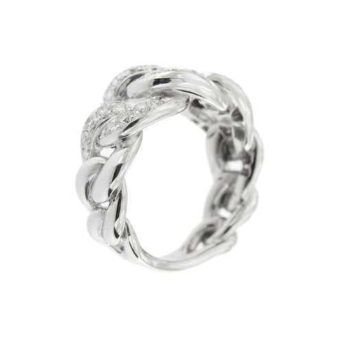 Bague Bague maille gourmette en or blanc 18 ct et diamants 58 Facettes 35796