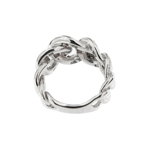 Bague Bague maille gourmette en or blanc 18 ct et diamants 58 Facettes 35796