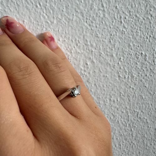Bague 52 Bague solitaire - diamant 0,14 ct en or blanc 18 ct 58 Facettes 31624