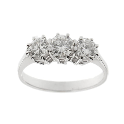 Bague Bague trilogy - 3 diamants taille brillant en or blanc 18 ct 58 Facettes 35813